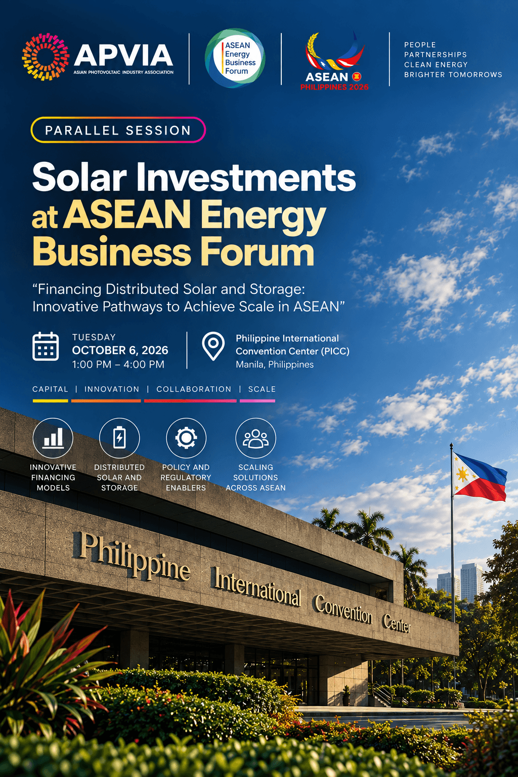 Poster for Financing Distributed Solar and Storage: Innovative Pathways to Achieve Scale in ASEAN