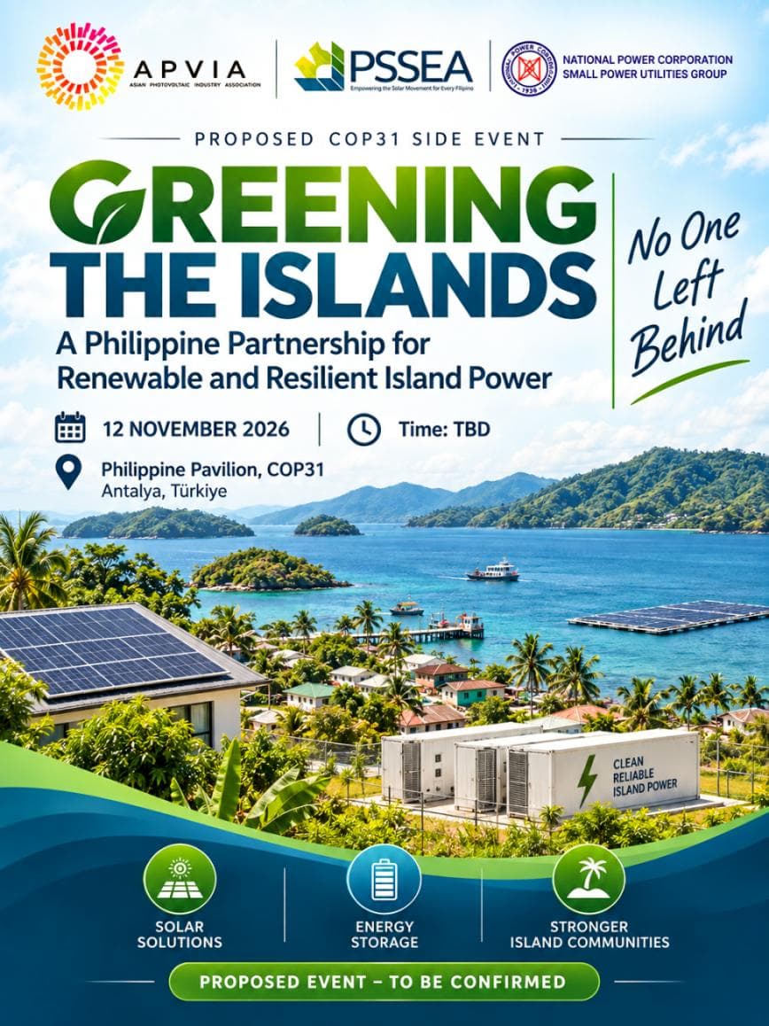 Poster for Greening the Islands: A Philippine Partnership for Renewable and Resilient Island Power (Proposed Side Event at the Philippine Hub, COP31)
